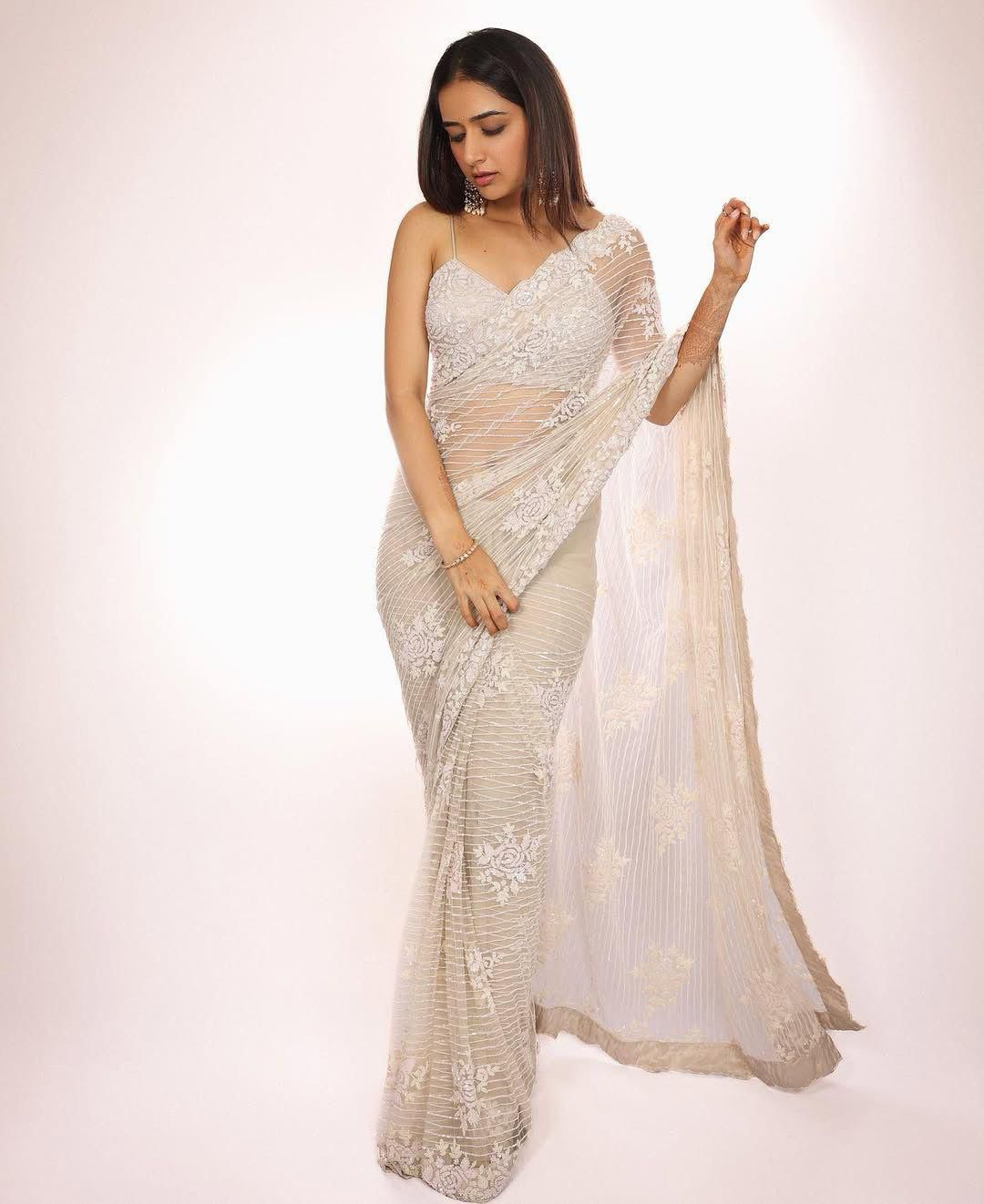 Beautiful Partywear Saree with Thread & Sequin Work All Over