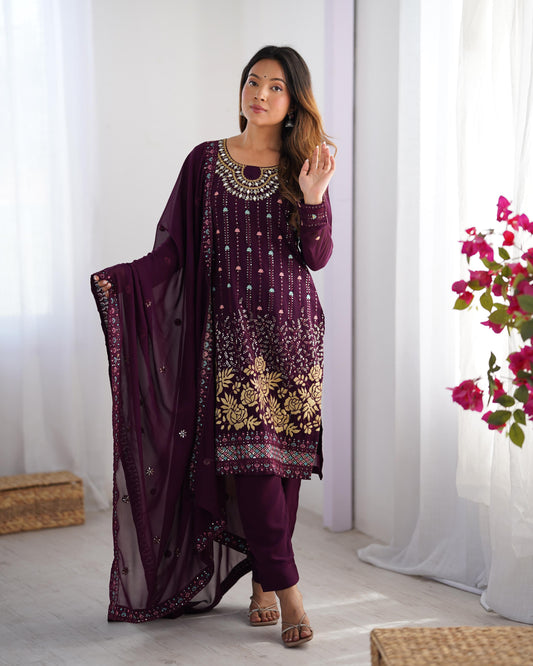 Purple Color Partywear Dress in Georgette FAbric