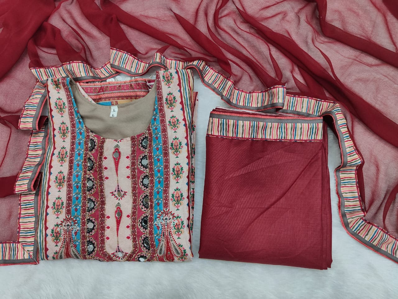 Summer Wear Dress in Chinon Fabric