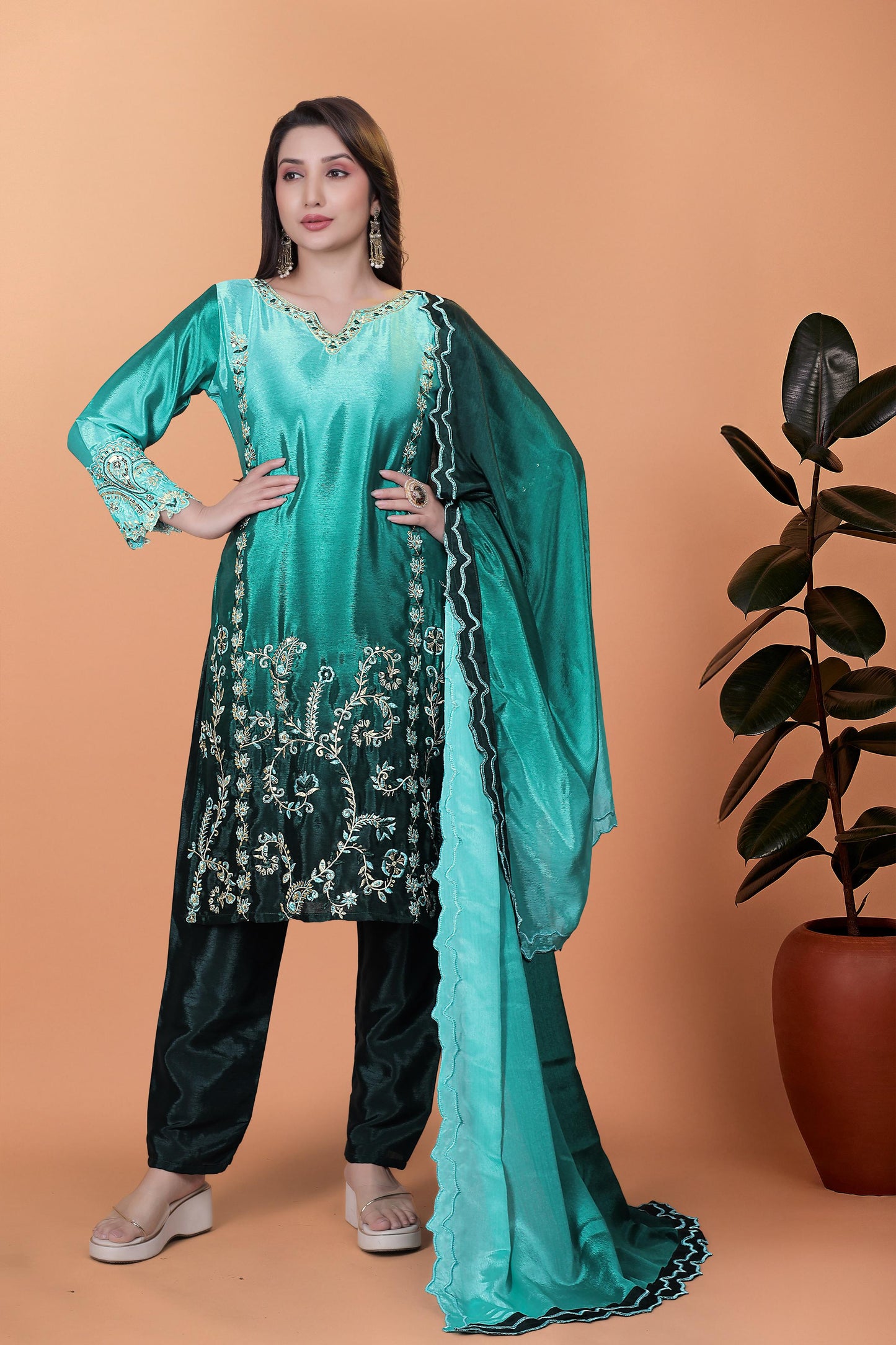 3 Piece Kurti With Bottom And Beautiful Dupatta
