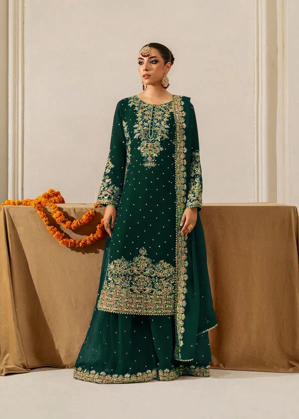 Green Color Beautiful Georgette FAbric Plazo Dress