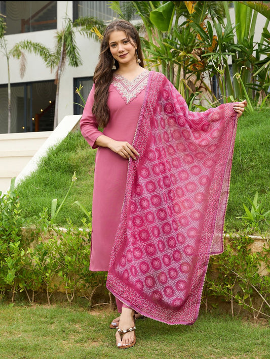 Gajri Color Daily Wear Dress in Rayon FAbric
