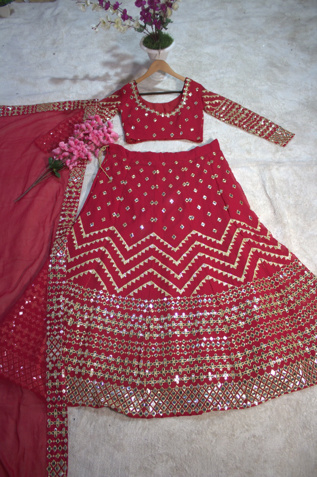Red Color Beautiful Lehenga Choli in Georgette Fabric