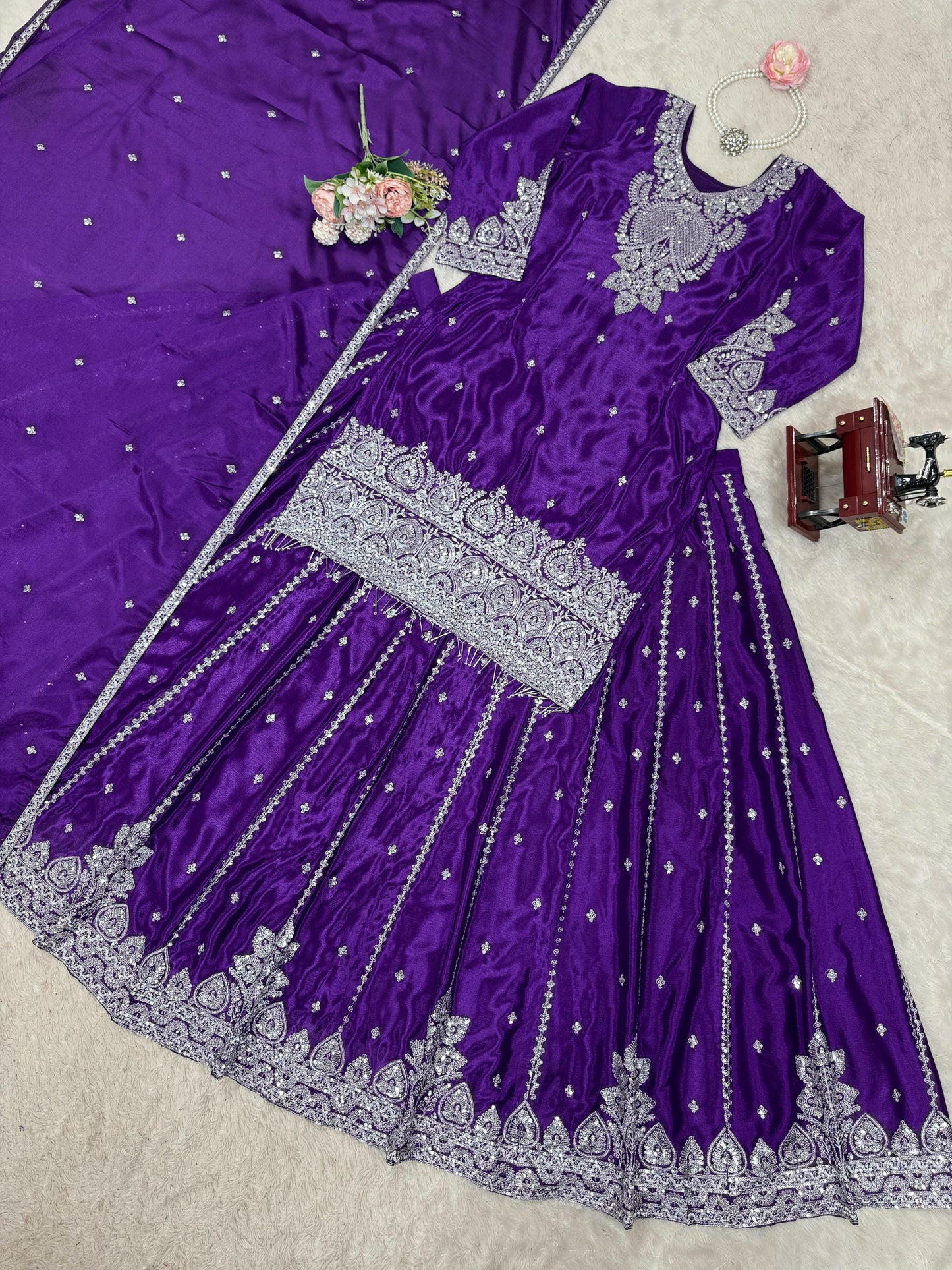 Purple Color Beautiful Partywear lehenga choli