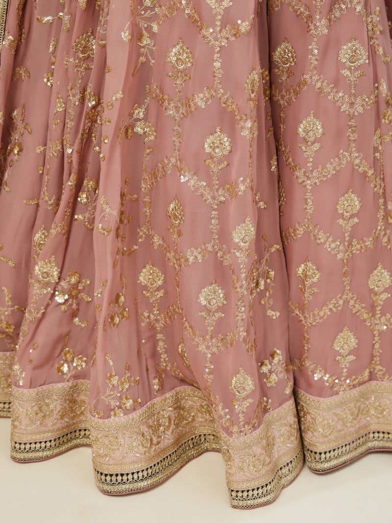 luxurious dusty pink lehenga choli set