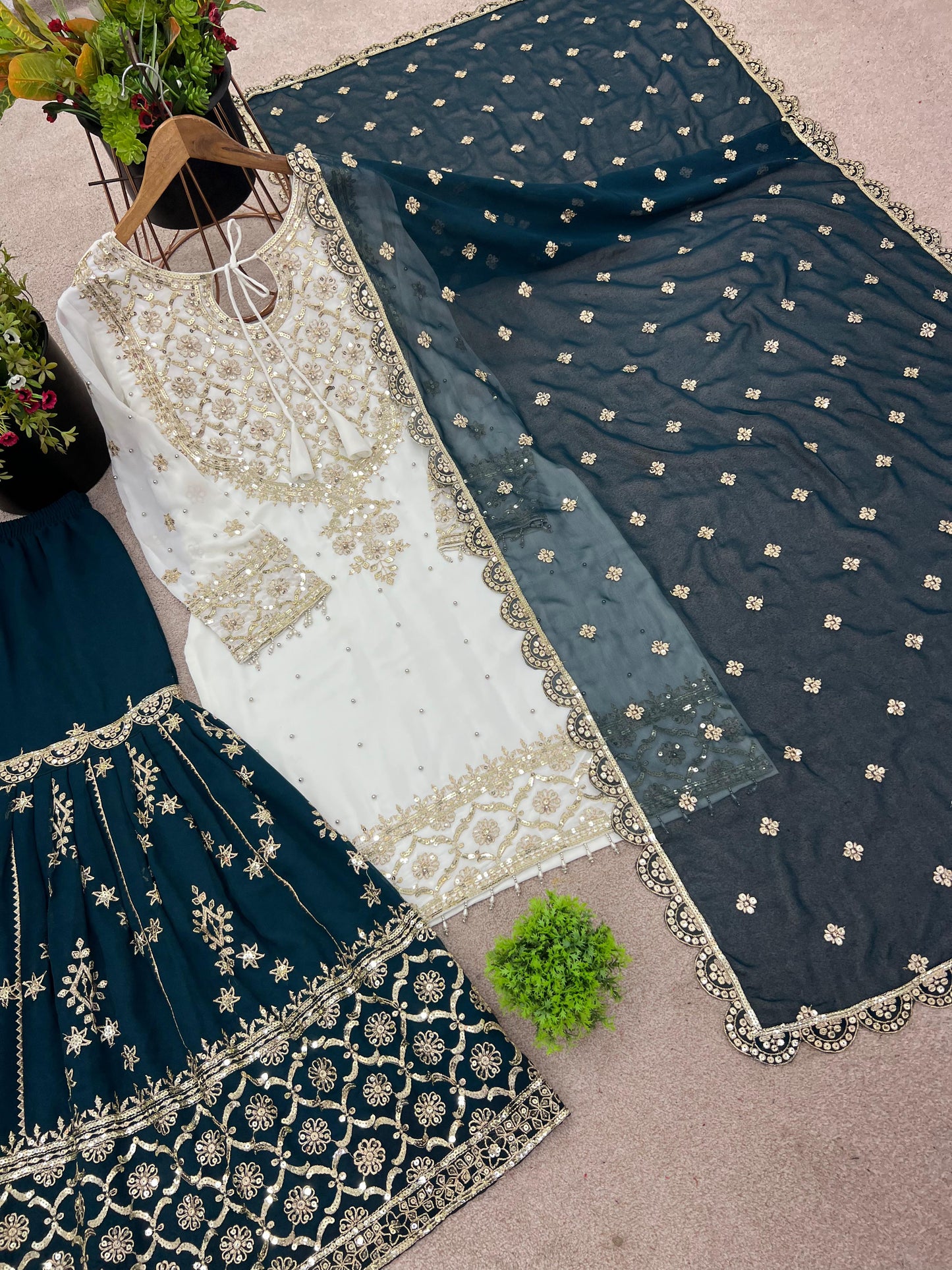 Party Wear Look Top-Plazzo And Dupatta With Heavy Embroidery Work