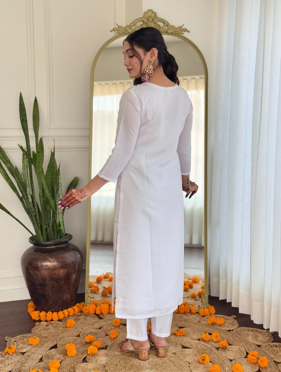 White Color Beautiful Partywear Dress for regular wear