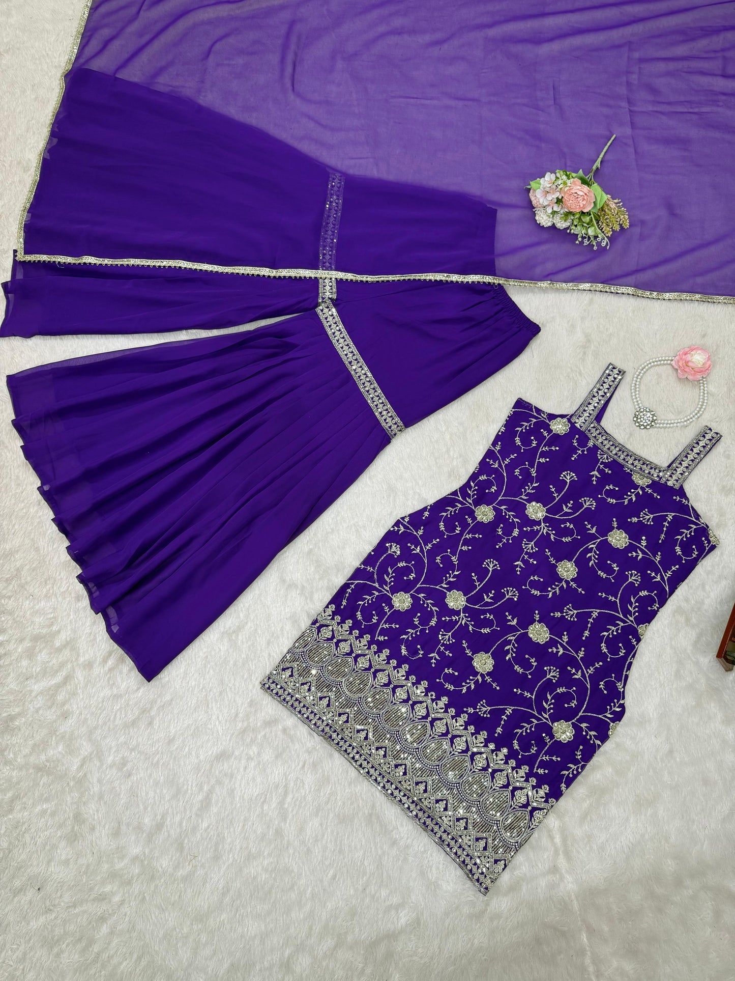 Blue Color Sharara Dress in GEorgette FAbric
