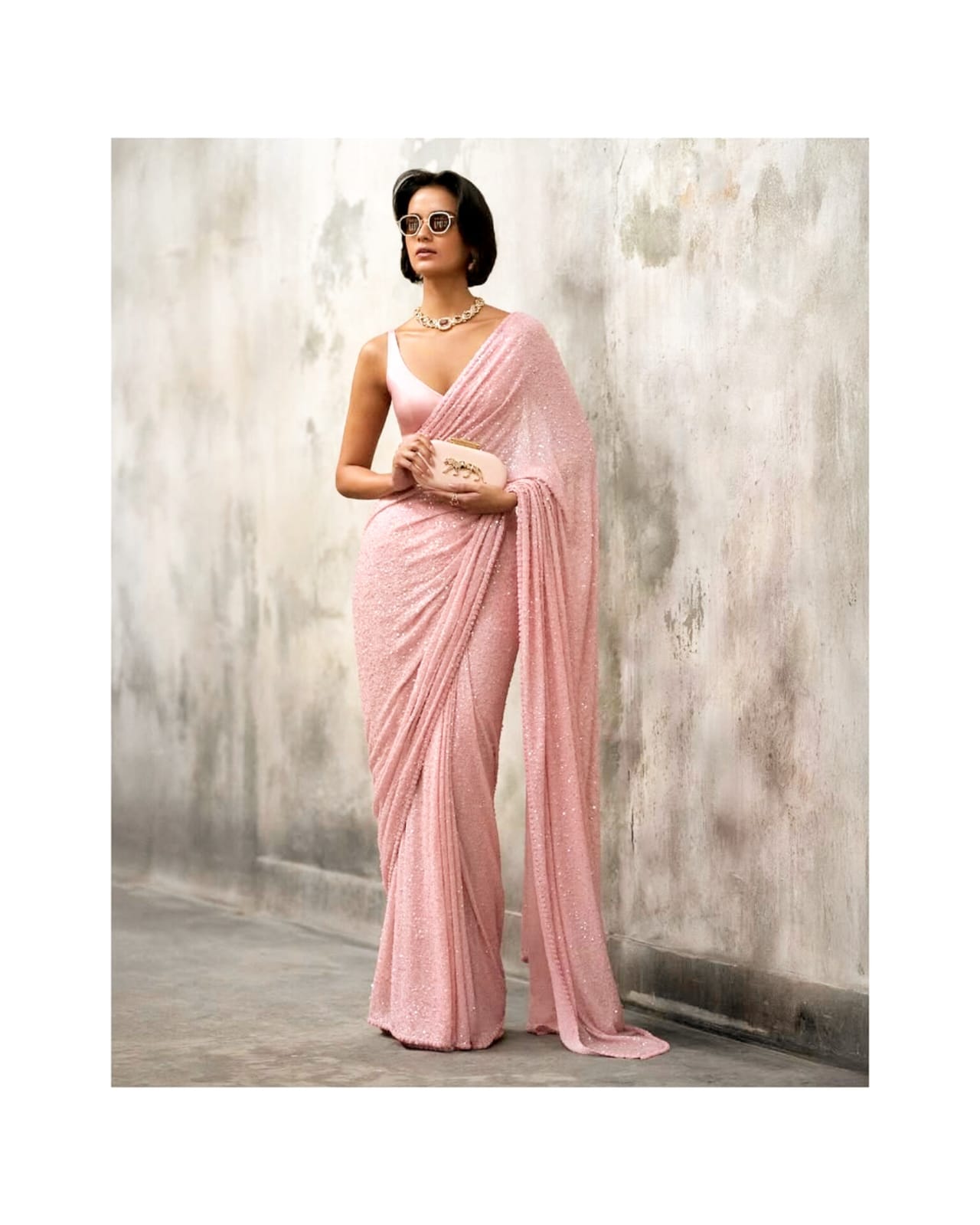 Pink Color Partywear Saree in Georgette Fabric