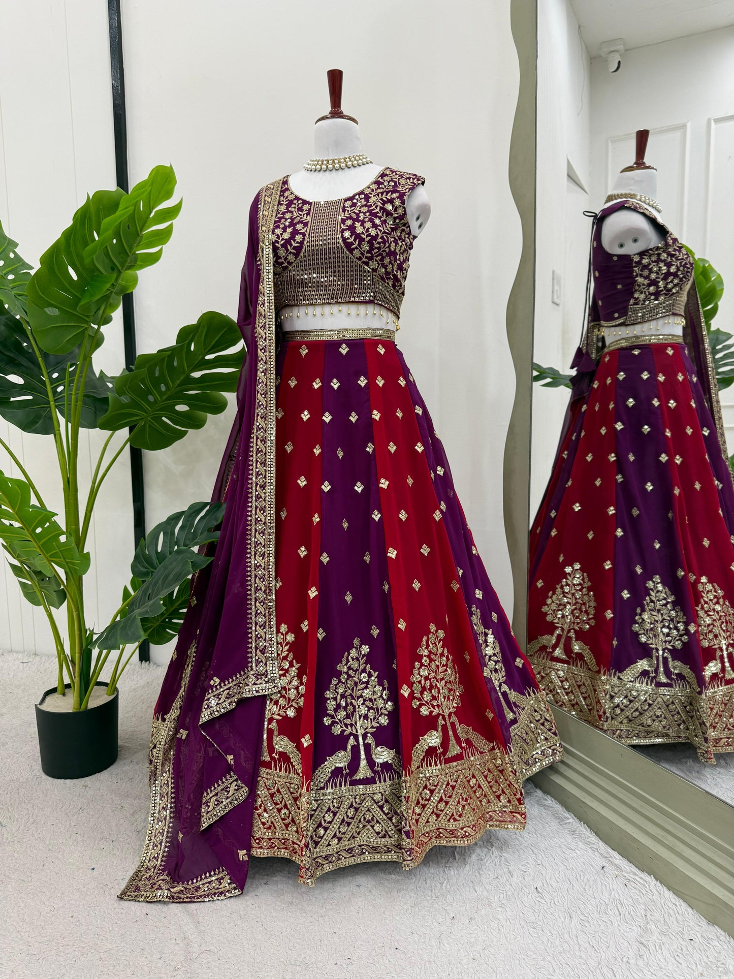 beautiful colorful lehenga choli in goergette fabric
