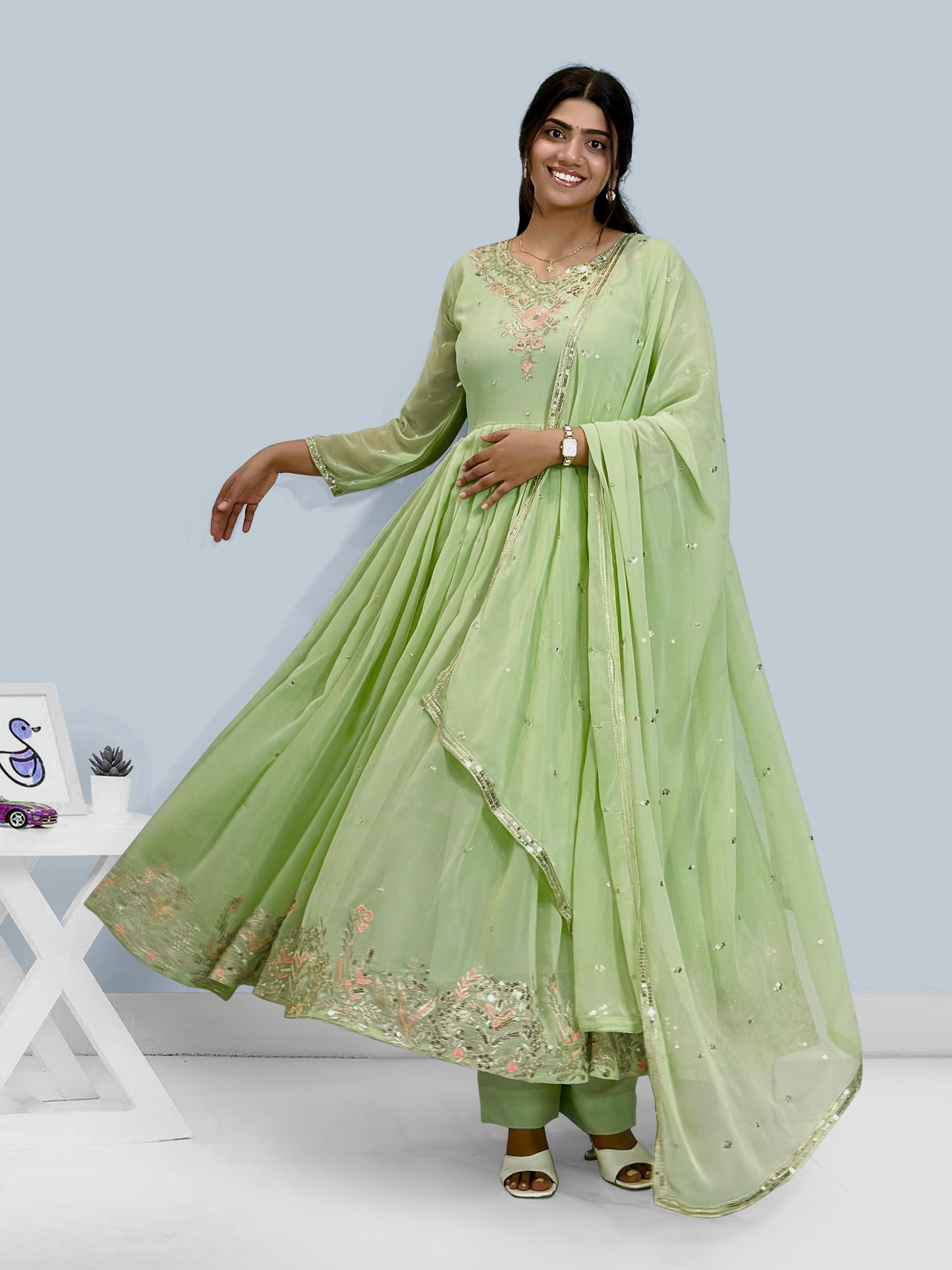 Pista Color Designer dress in Georgette FAbric