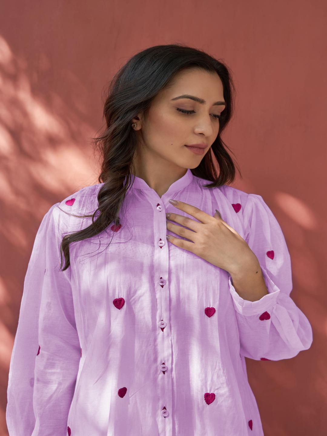 Purple Color Beautiful Cotton Wear Kurti Pent Set