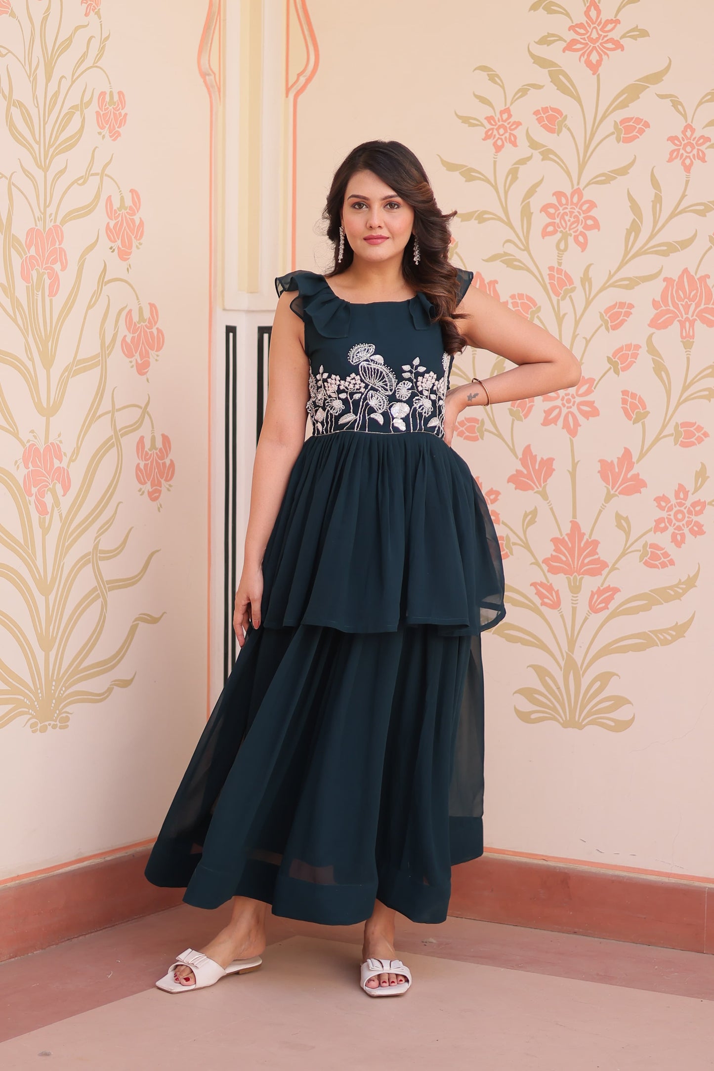 rama Color Beautiful Gown in Georgette Fabric