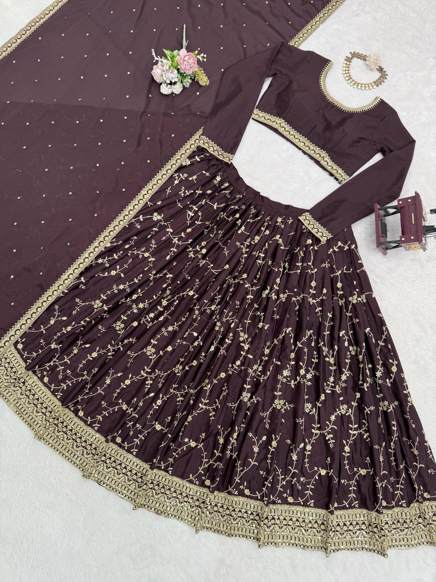 beautiful partywear lehenga choli for wedding function