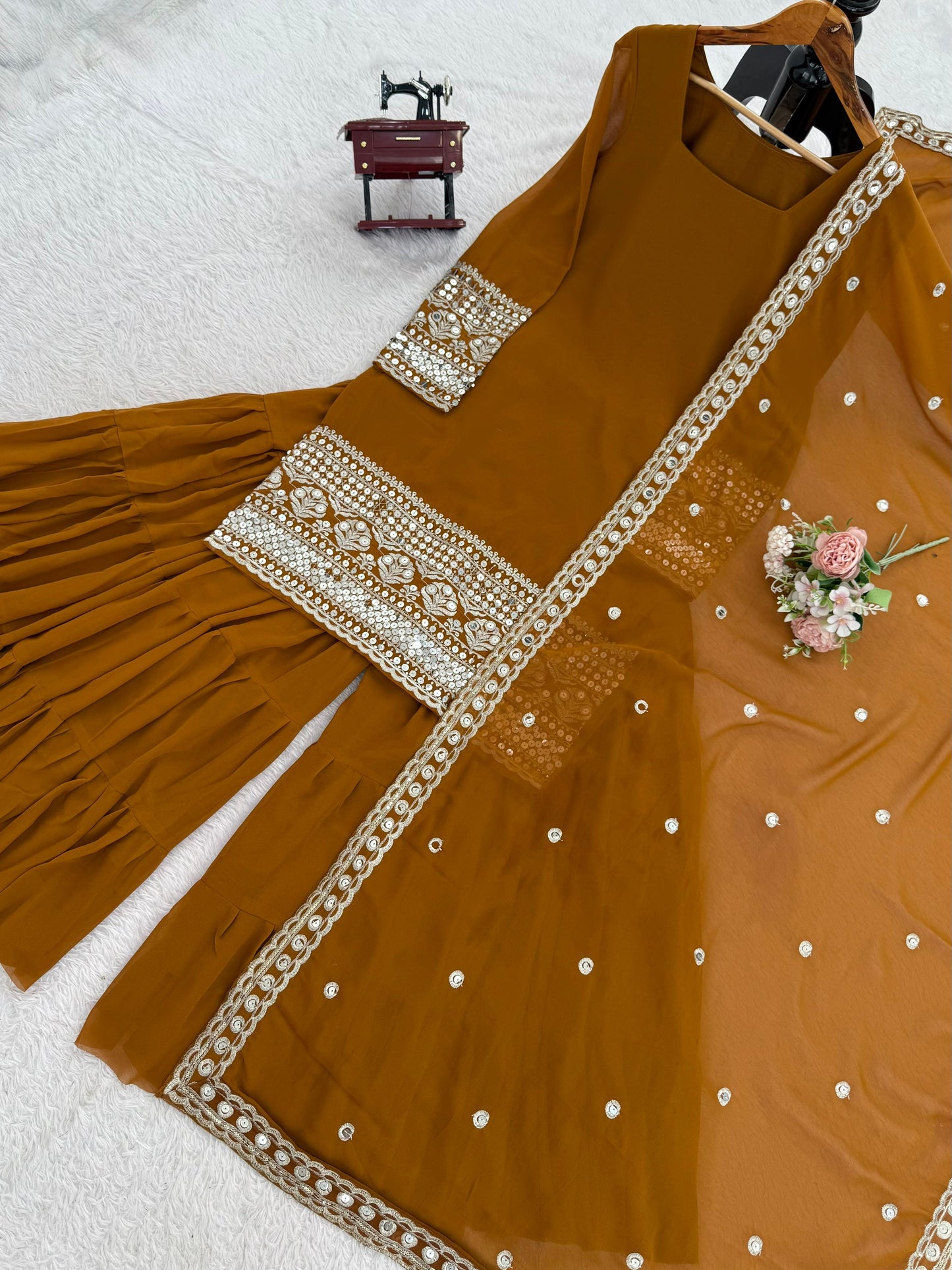 musturd yllow color sharara dress in georgette fabric