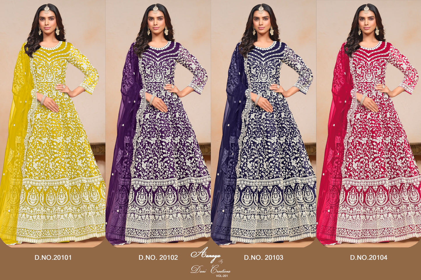 aanaya vol - 201 dress 4 piece set.