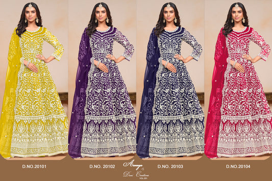 aanaya vol - 201 dress 4 piece set.