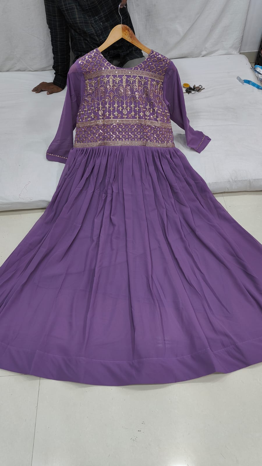 Zari-Thread & Sequins Embroidery gown Made For Desirable Women's Who Deserve It in purple color