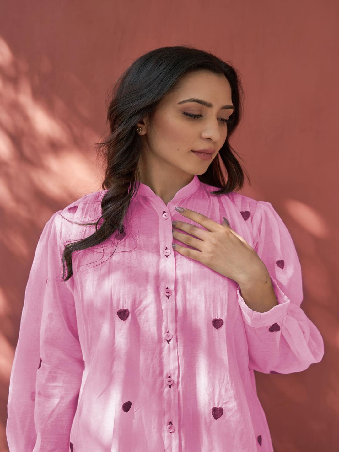 Pink Color Beautiful Cotton Wear Kurti Pent Set