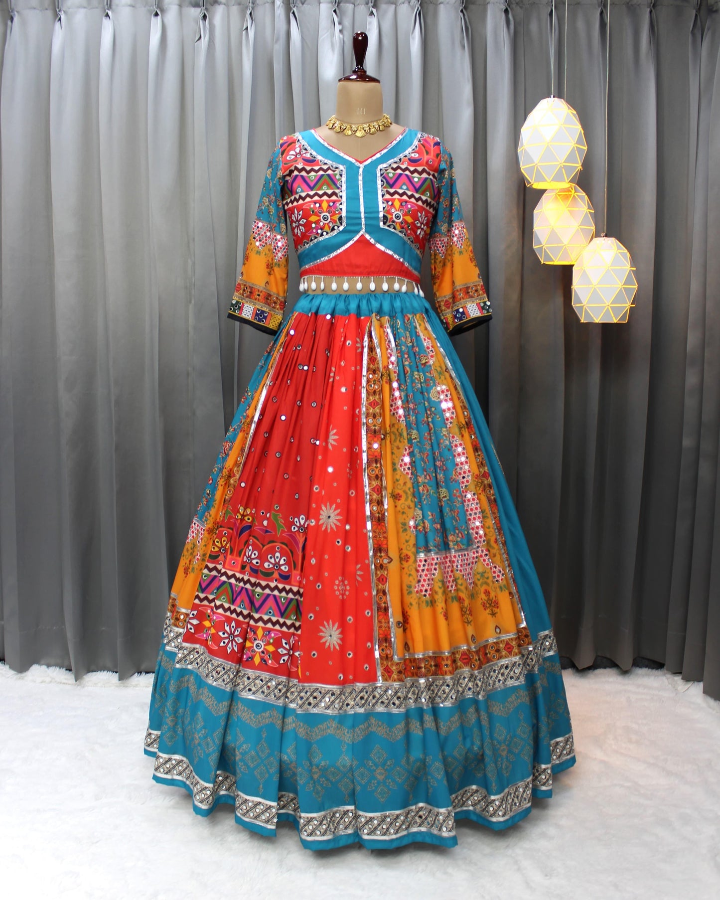 Navratri Wear Lehenga Choli in Muslin Cotton Fabric