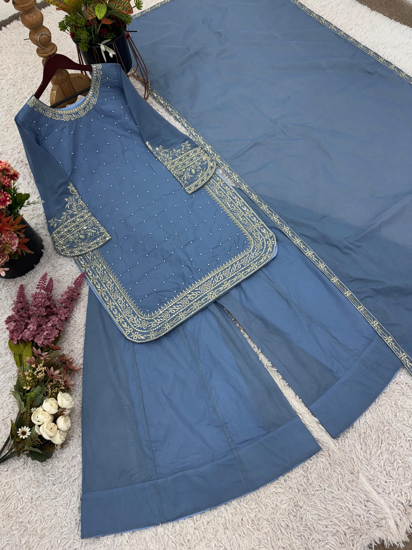 BLue Color Beautiful Simple and sobar partywear dress