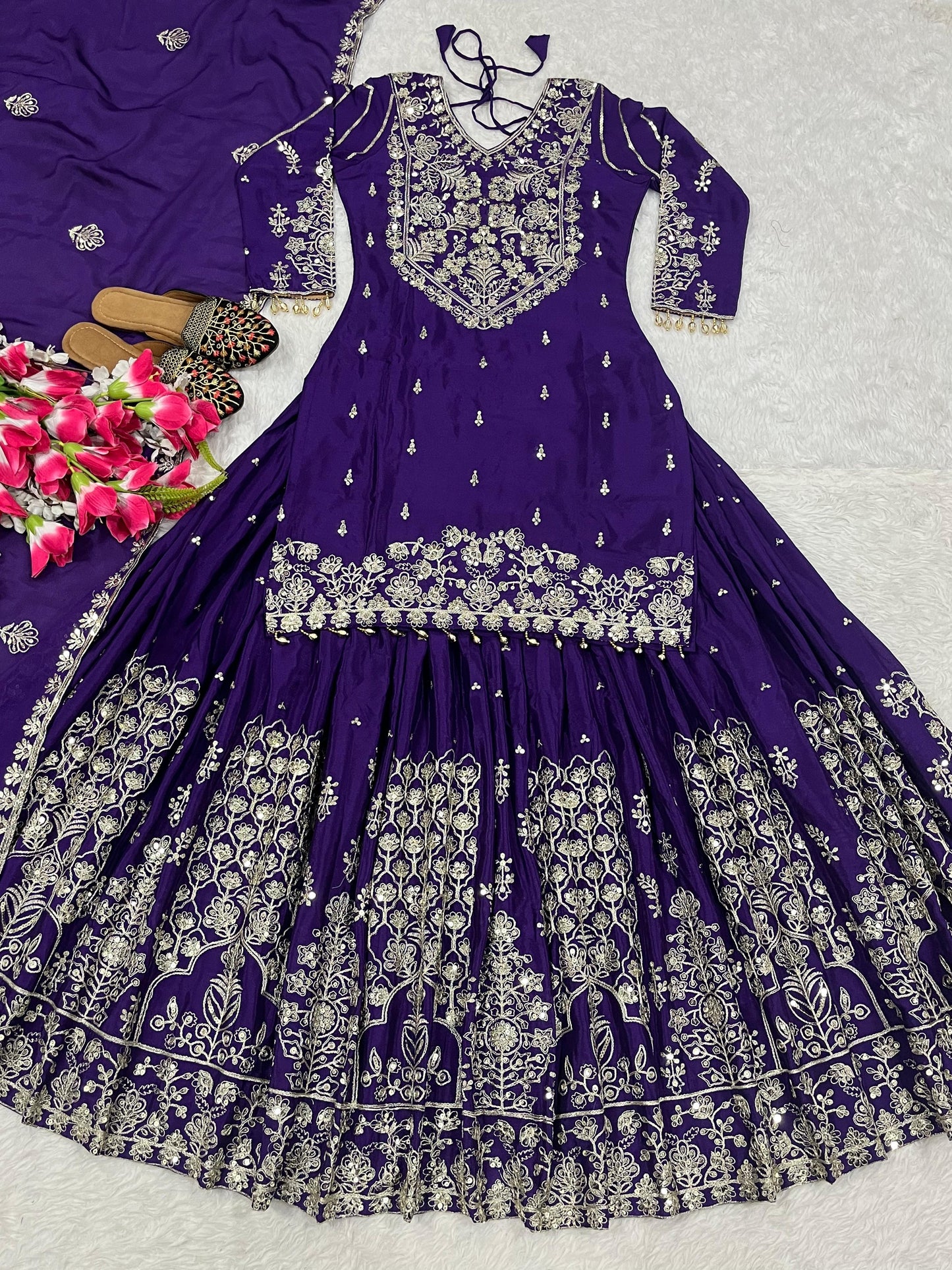 stylish Top Lehenga dress in chinon fabric