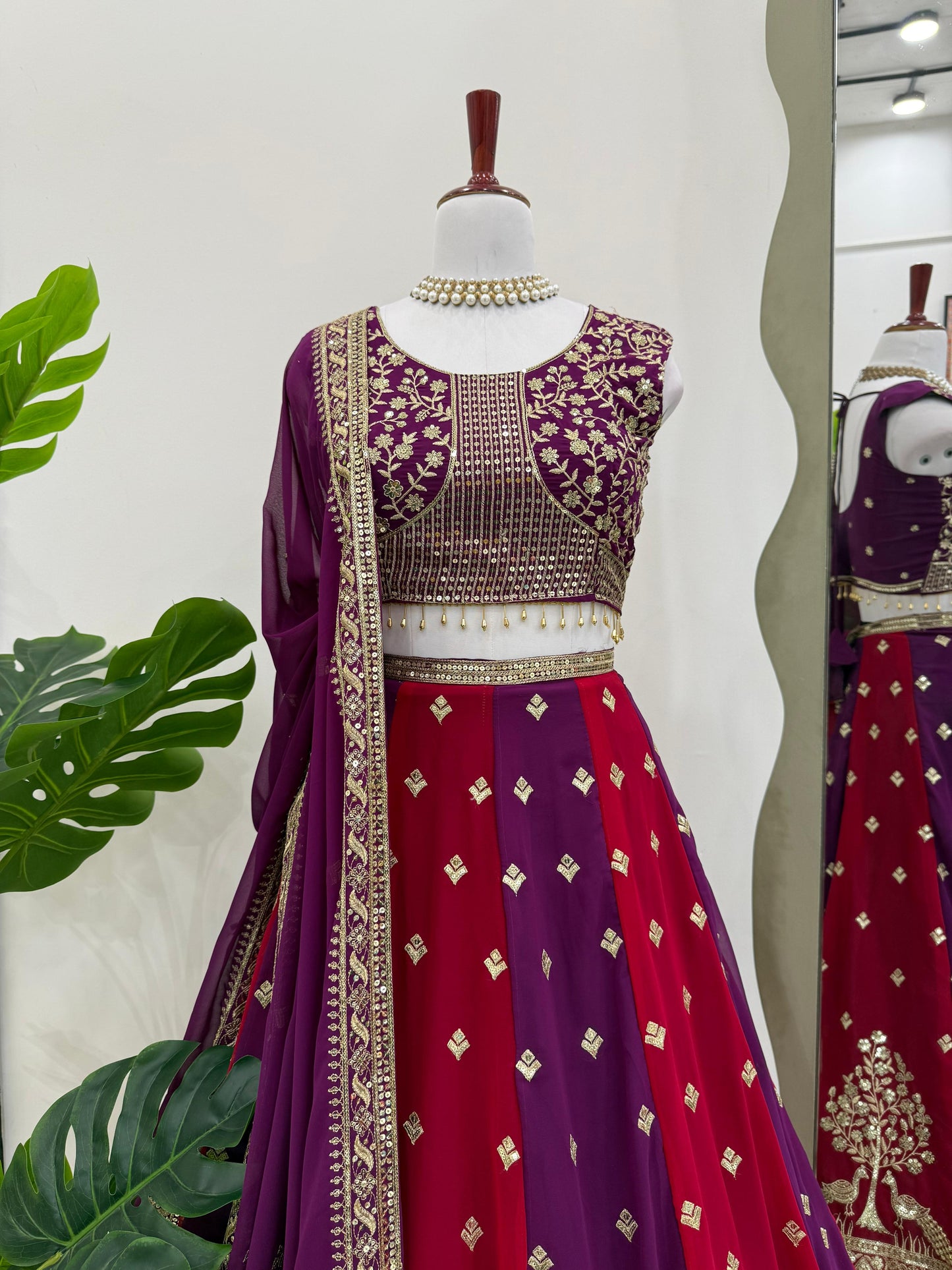 beautiful colorful lehenga choli in goergette fabric