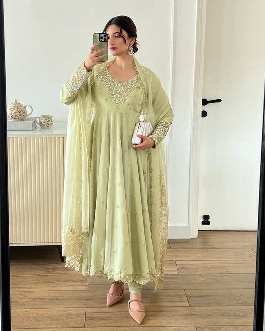 Party Wear Look Full Heavy Embroidery Rembo Sequence Work Gown With Fully Stiched And Dupatta
