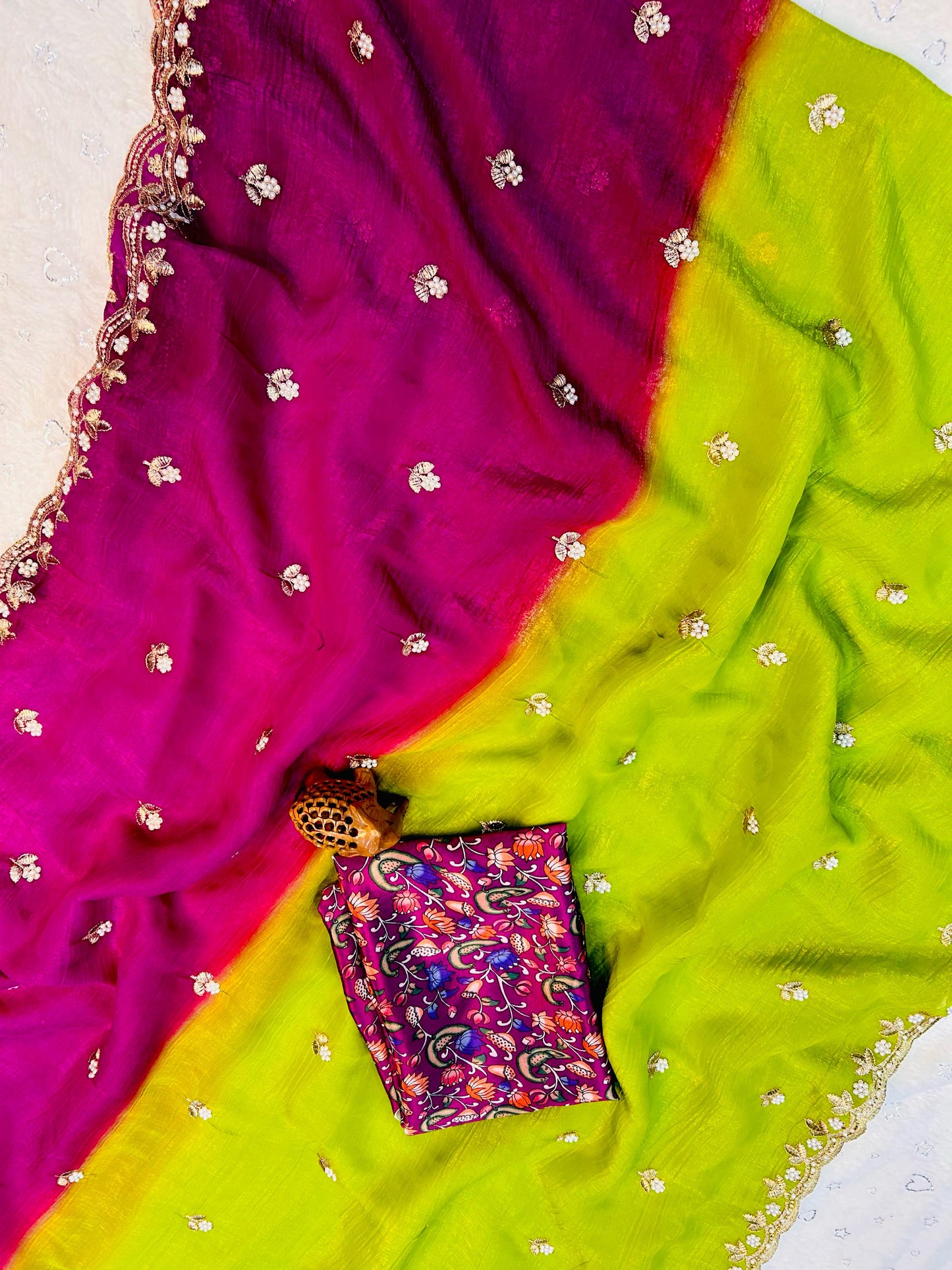 Beautiful Chiffon FAbric Saree for weeding wear