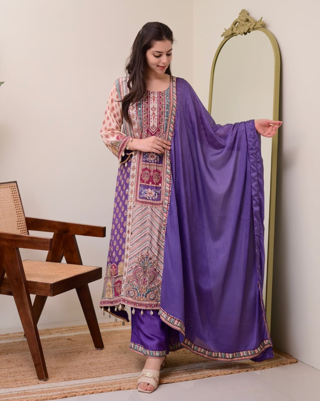 Summer Wear Dress in Chinon Fabric