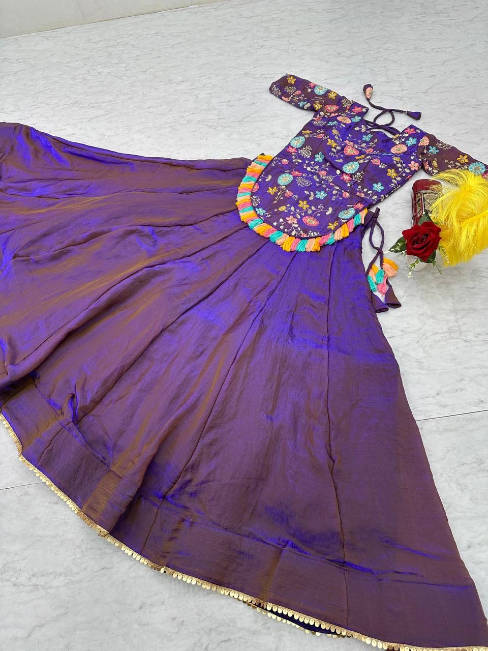 purple Color Beautiful Partywear Lehenga Choli in Fency Silk fabric