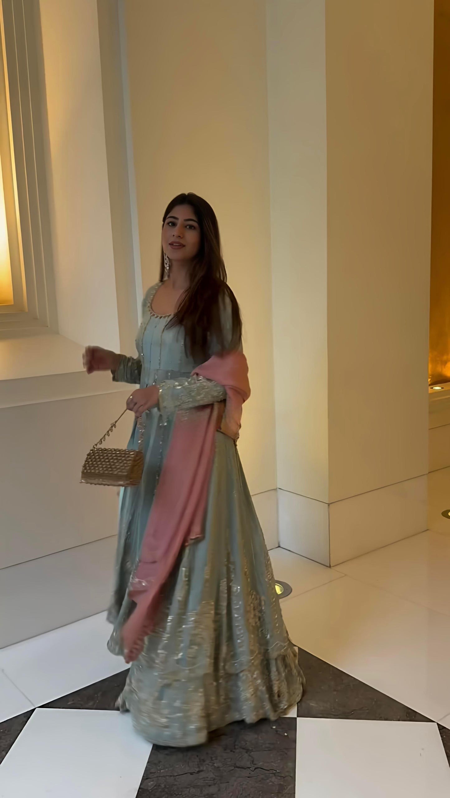 Sky BLue Color Beautiful Partywear Lehenga Dress