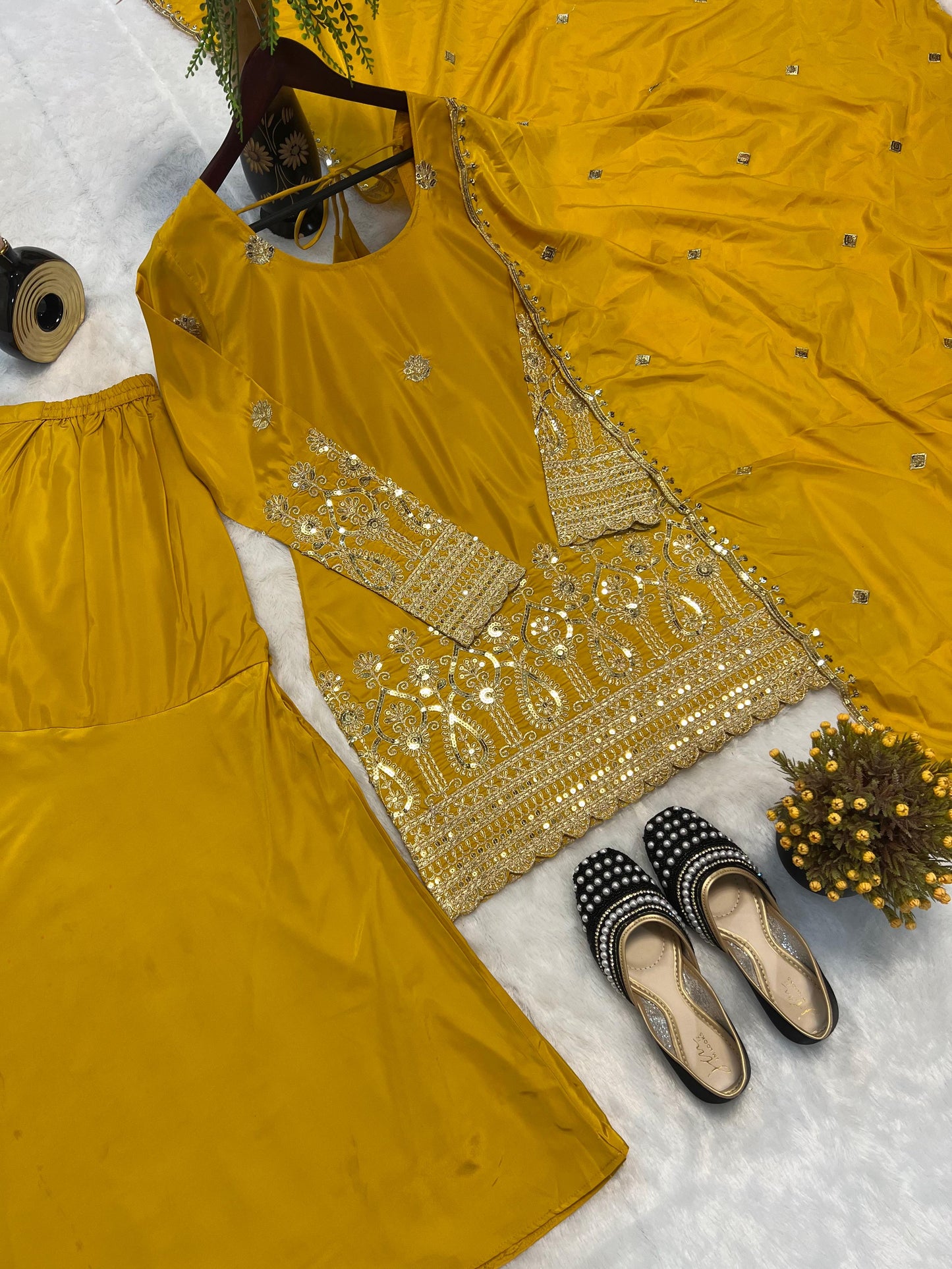 Yellow Color Beautiful Partywear Dress for haldi