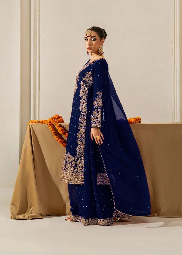 Blue Color Beautiful Georgette FAbric Plazo Dress