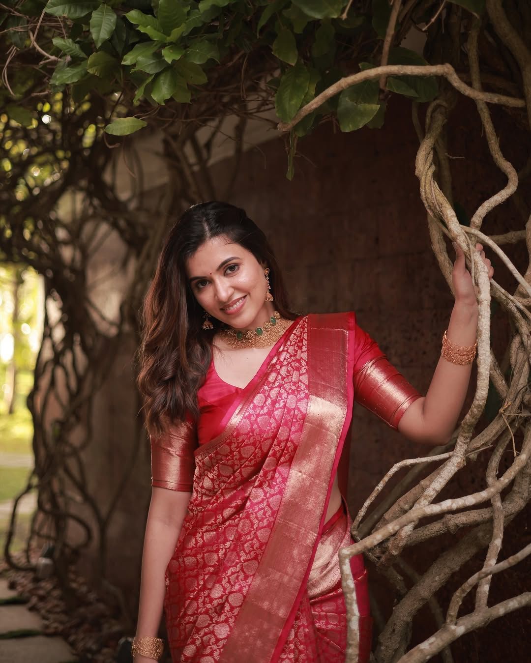 Pink Color Beautiful Partywear Bananasi Silk Saree