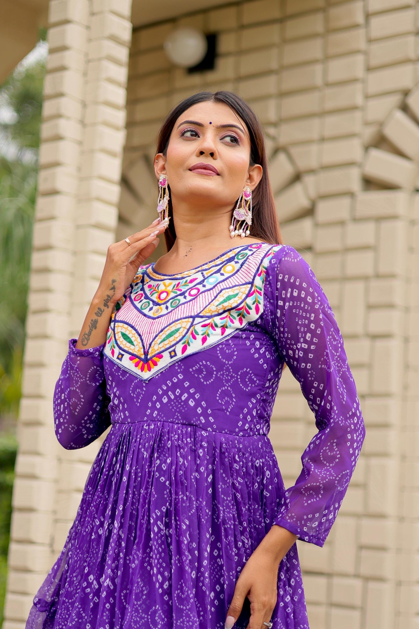 Blue Color Beautiful Georgette Fabric navratri Gown