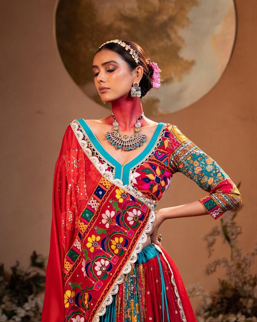 Navratri Wear Lehenga Choli in Muslin Cotton Fabric