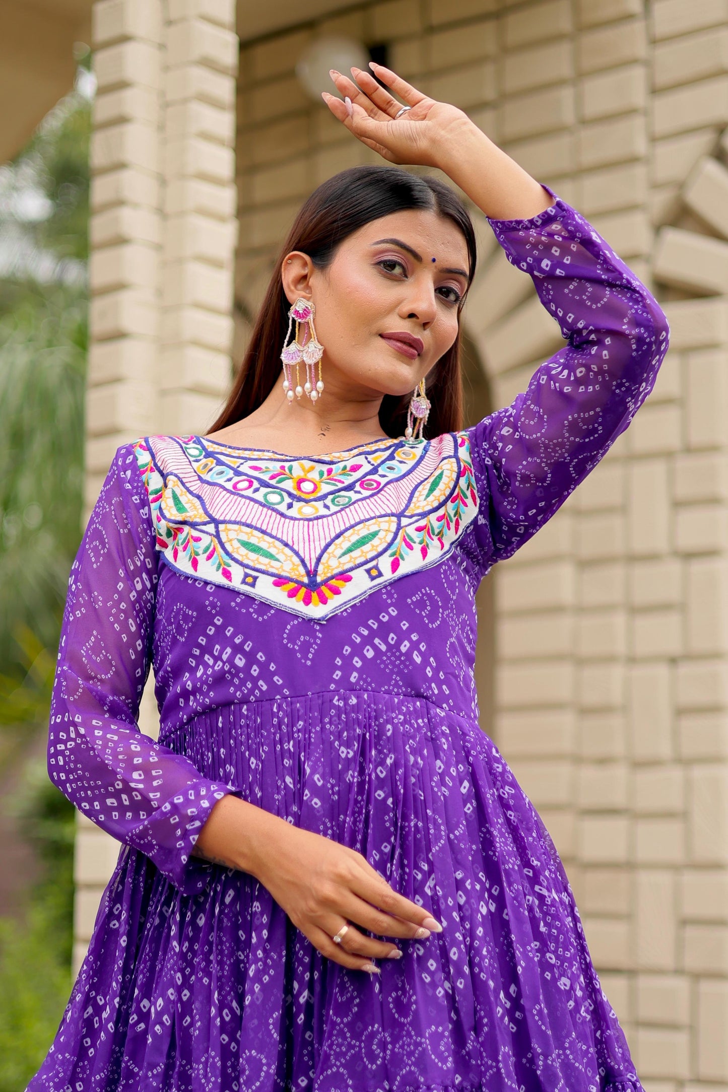 Blue Color Beautiful Georgette Fabric navratri Gown