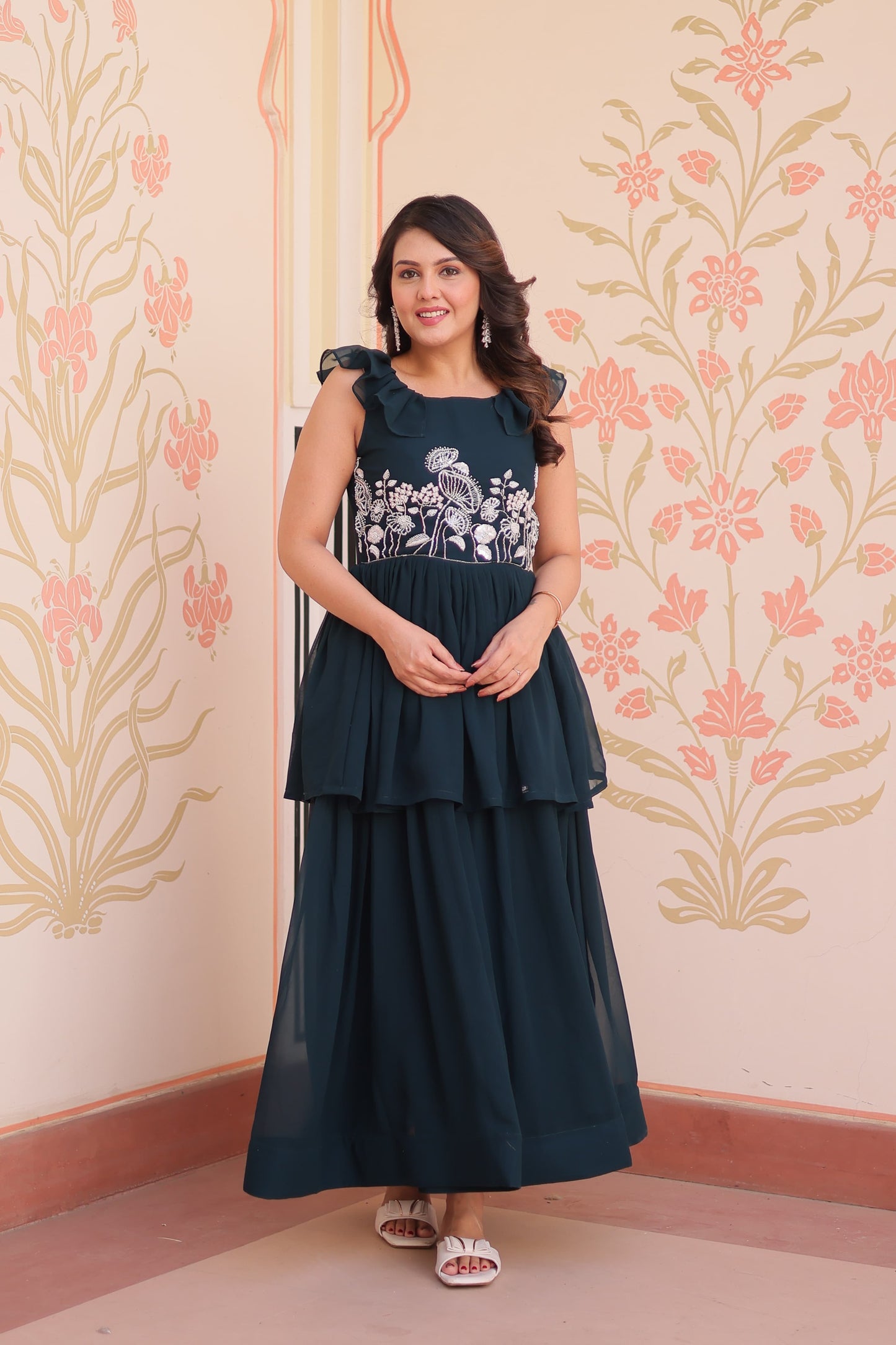 rama Color Beautiful Gown in Georgette Fabric