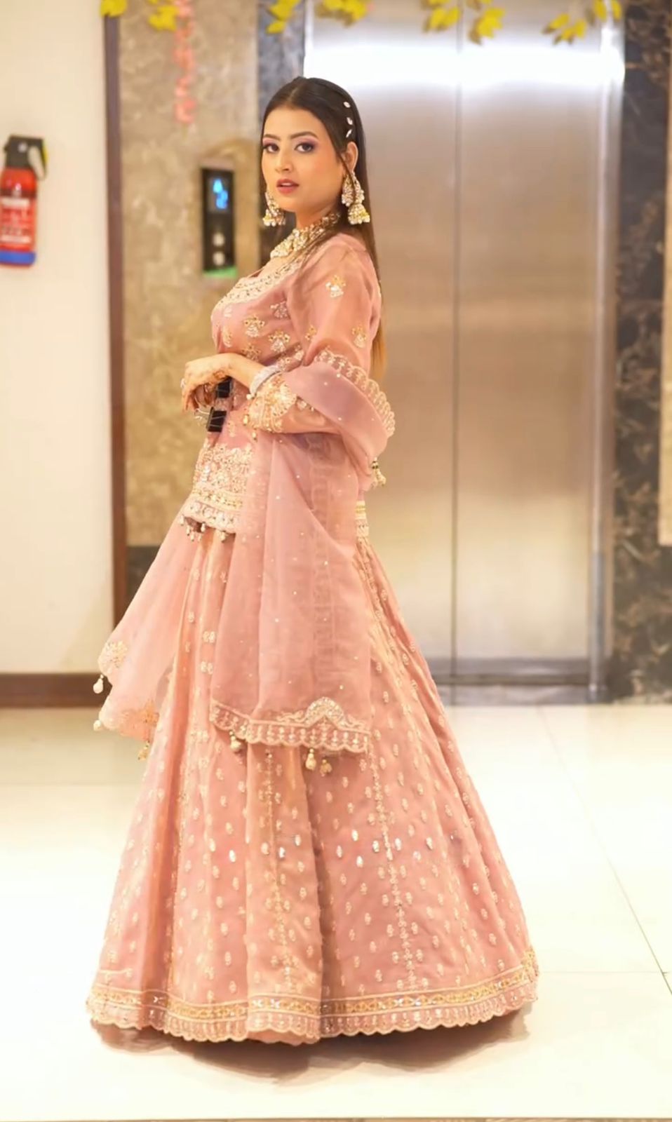 Pink Color Beautiful Top Lehenga with dupatta set in georgette fabric