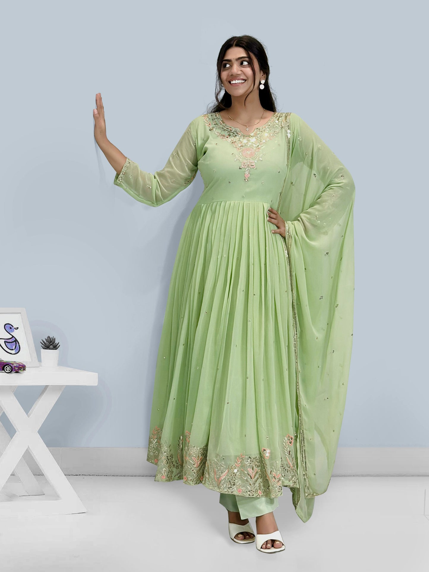 Pista Color Designer dress in Georgette FAbric