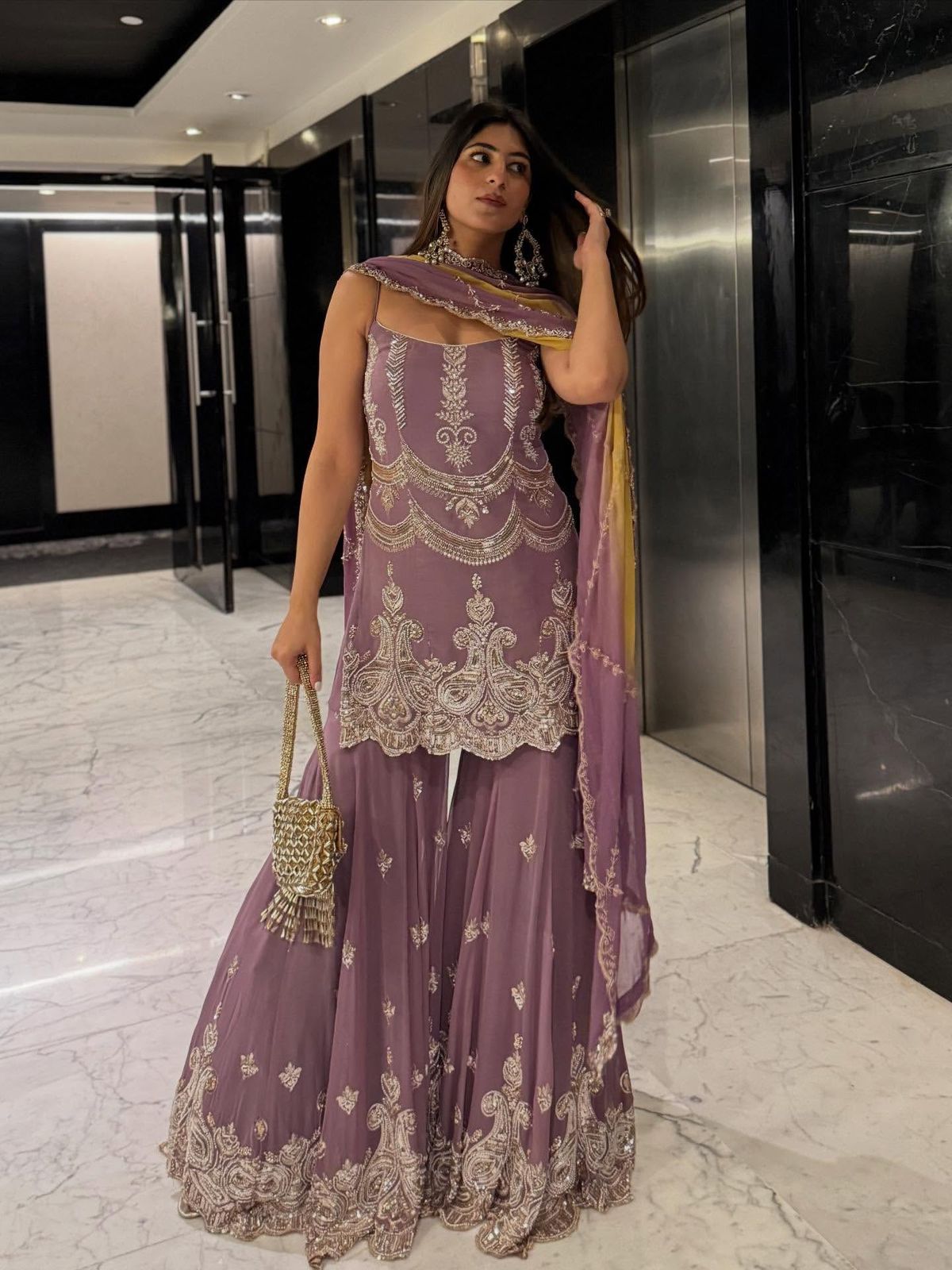 Purple Color Beautiful Sharara Dress