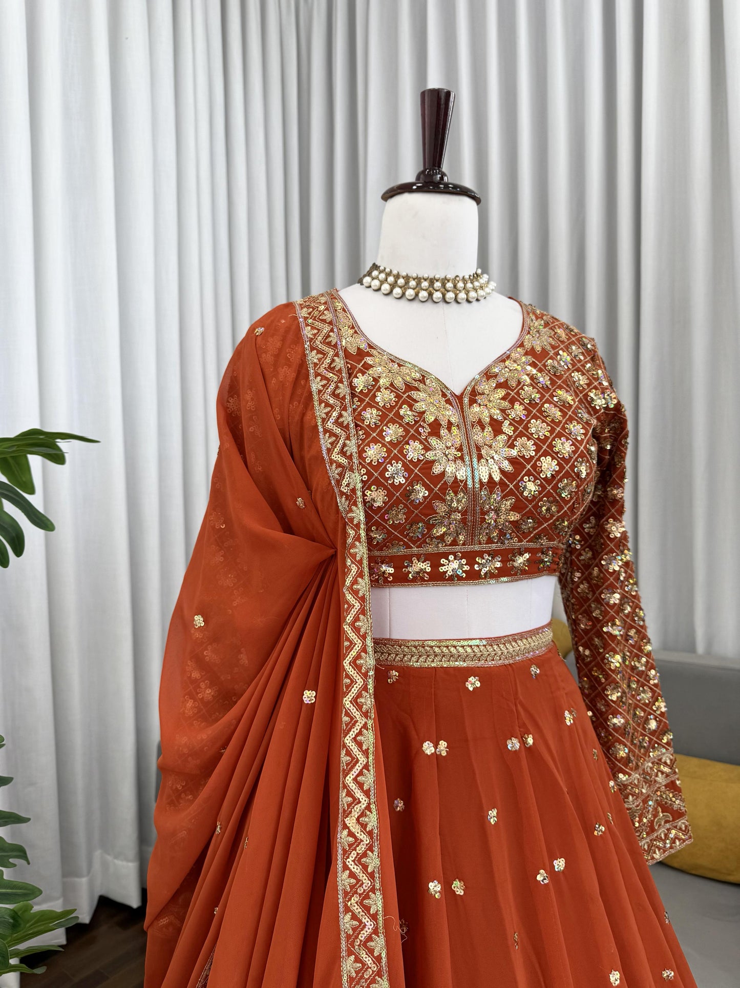 Orange Color Beautiful Wedding Wear Lehenga Choli in Georgette Fabric