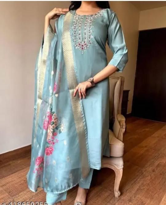 Summer Wear Dress in Roman Silk Fabric