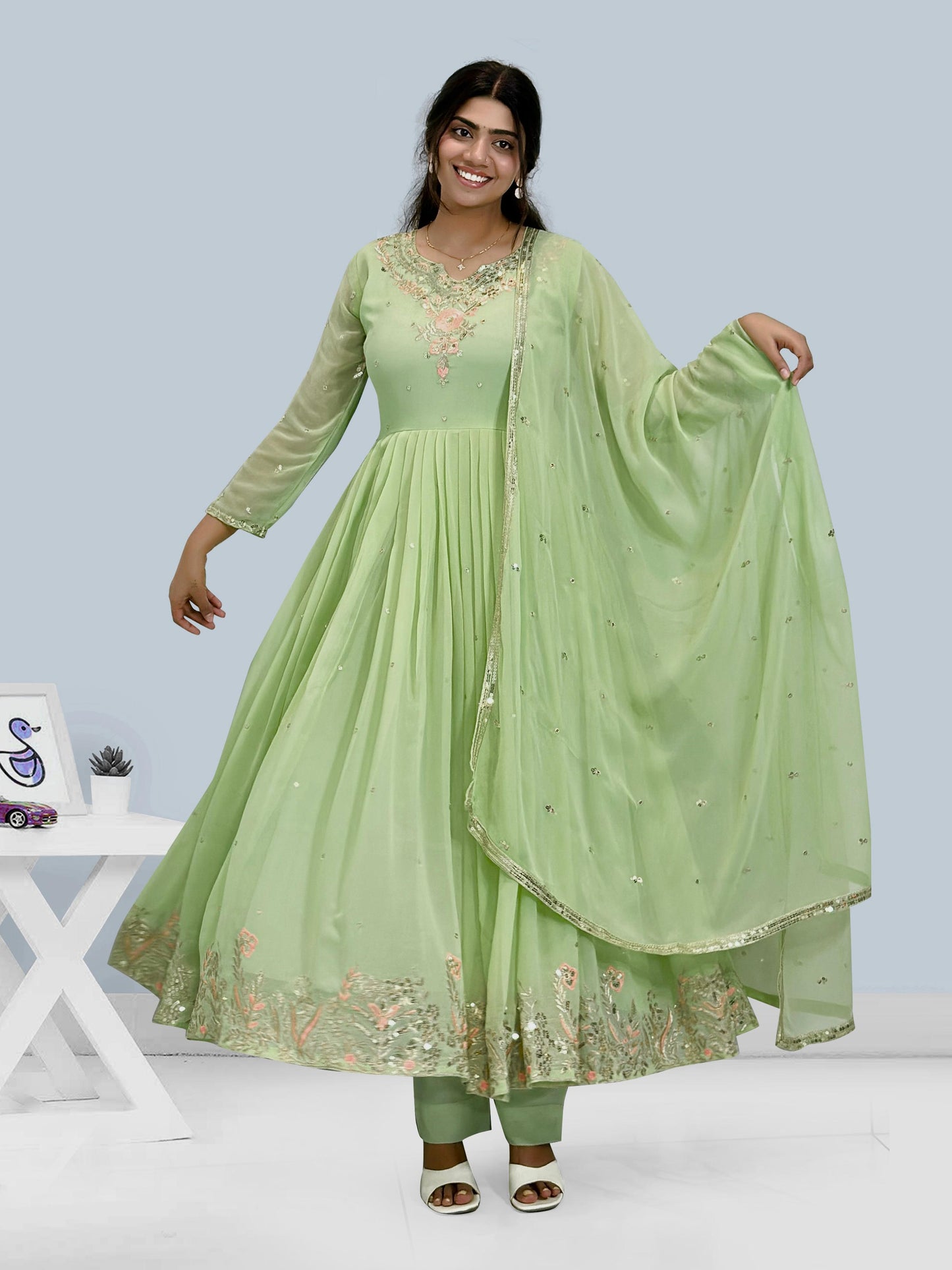 Pista Color Designer dress in Georgette FAbric