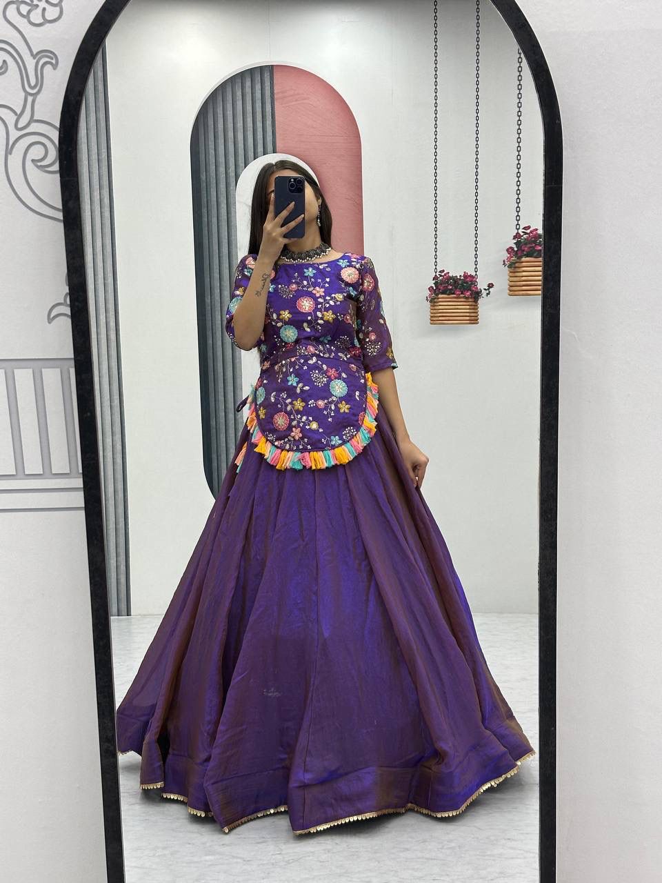 purple Color Beautiful Partywear Lehenga Choli in Fency Silk fabric