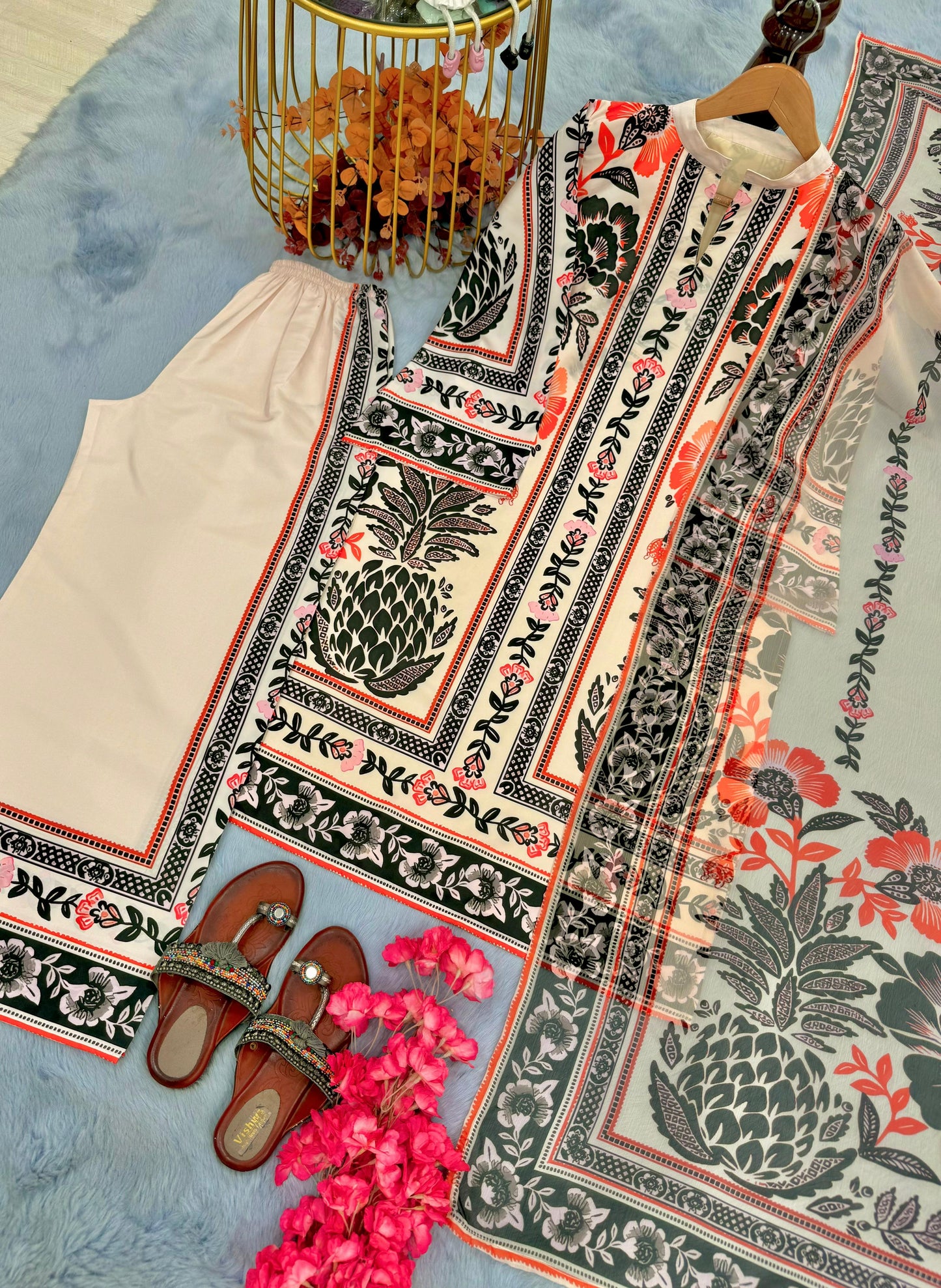 Party Wear Look Pur American Crape Top With Plazzo With Dupatta Set