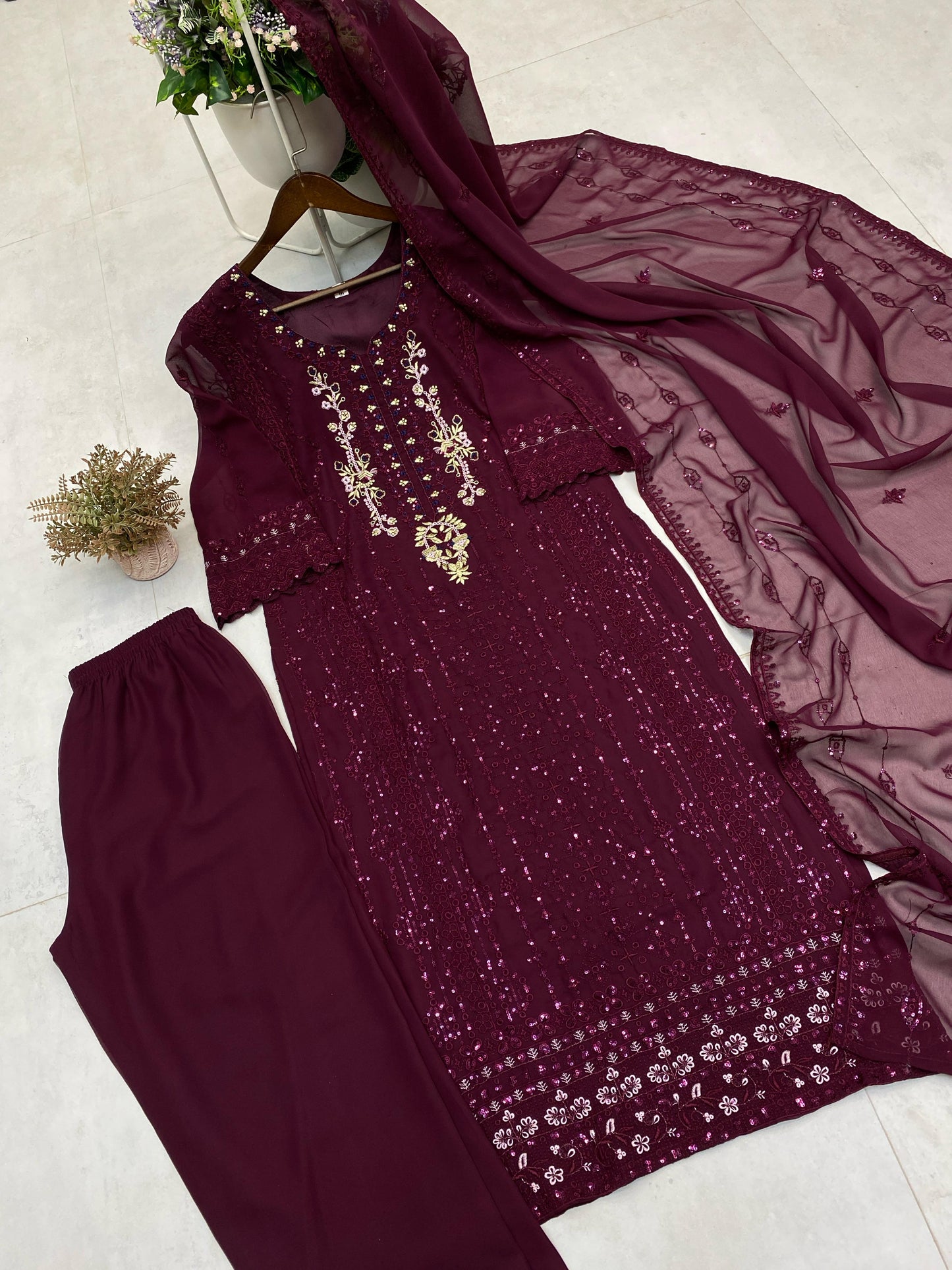 Purple Color Beautiful Partywear Dress in georgette fabric
