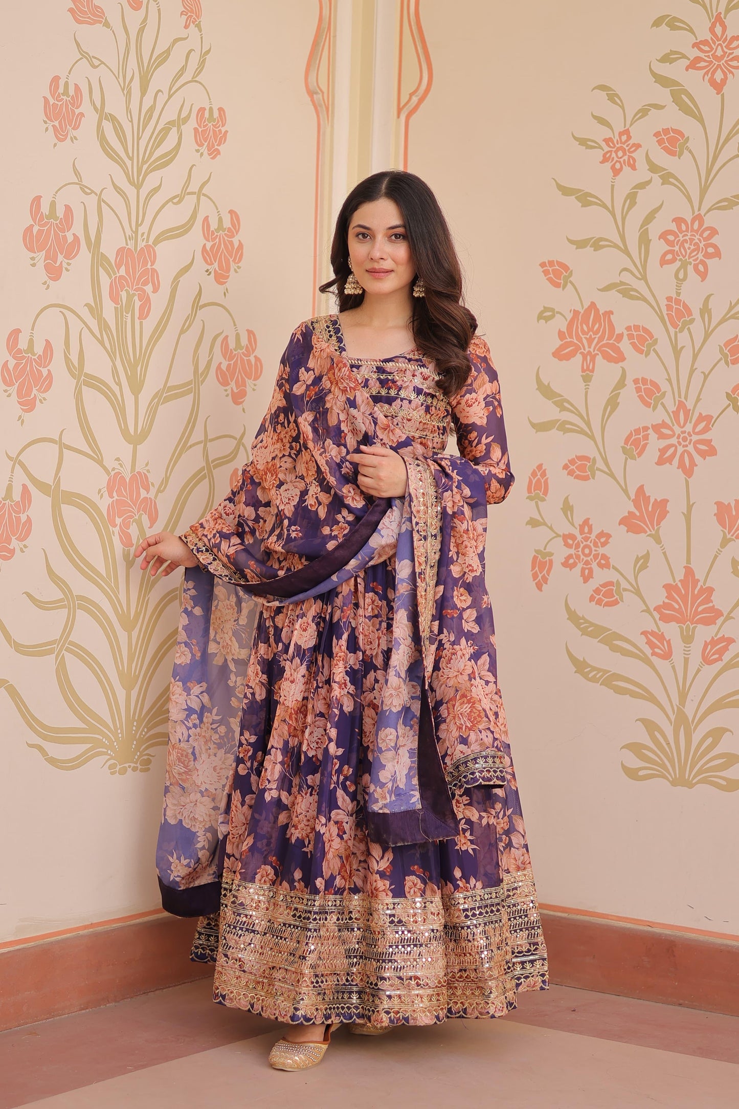 Designer Readymade Gown-Dupatta Collections in Silk Fabric