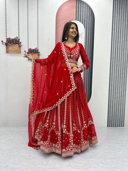 Launching Embroidered Lehenga Choli in red color